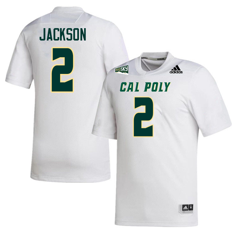 Cal Poly Mustangs #2 Asa Jackson College Football Jerseys,Uniforms Stitched-White